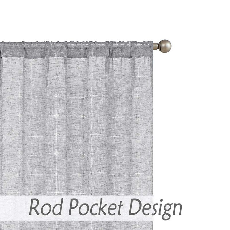 Central Park Gray Sheer Window Curtain Panels Linen Texture Solid Window Treatment Sets Drape Pairs Rod Pocket Curtains for Living and Bedroom Farmhouse 84 inches Long, 2 Panels - Image 4